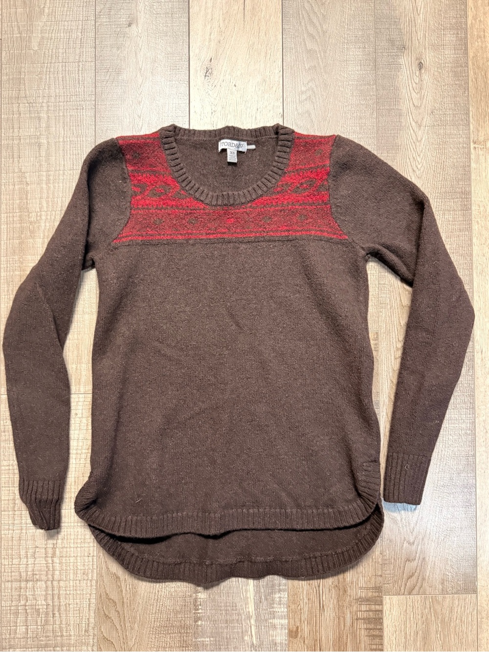 Toad&Co 100% Lambs Wool Brown and Red Sweater XS Telluride Heritage Collection